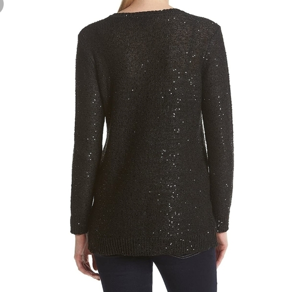 Jones NY sequin Yarn V neck sweater top - Picture 2 of 9